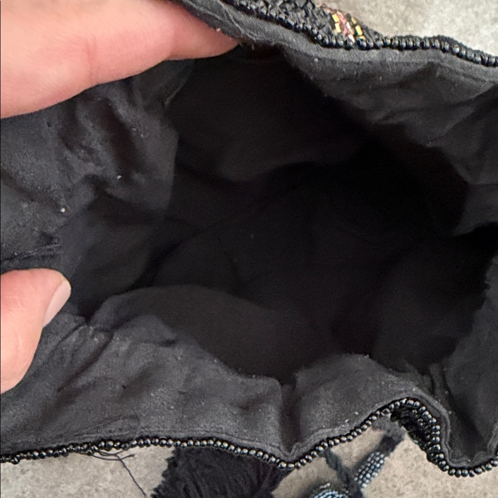 Zara Black Beaded Crossbody Bag with Gold Accents - Picture 3 of 4